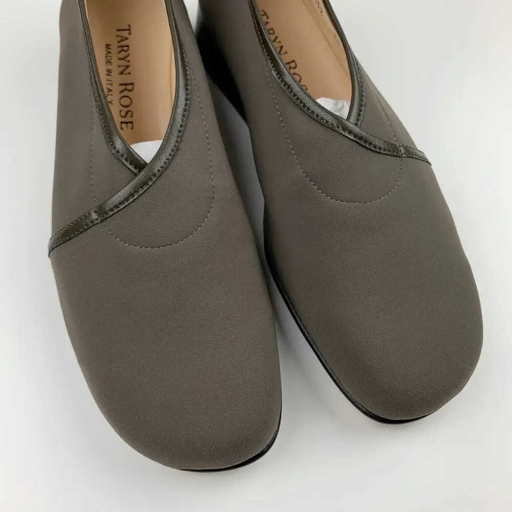 Taryn Rose Loafers Slip On Low Wedge Green Comfort Shoes Womens 38 US 7.5 Narrow